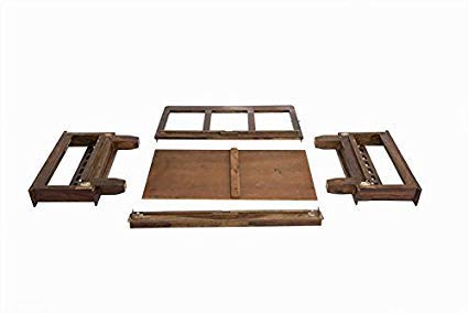 Solid Sheesham Wood 3 Seater Wooden Sofa Set with Brown Cushions 3 Seater Sofa