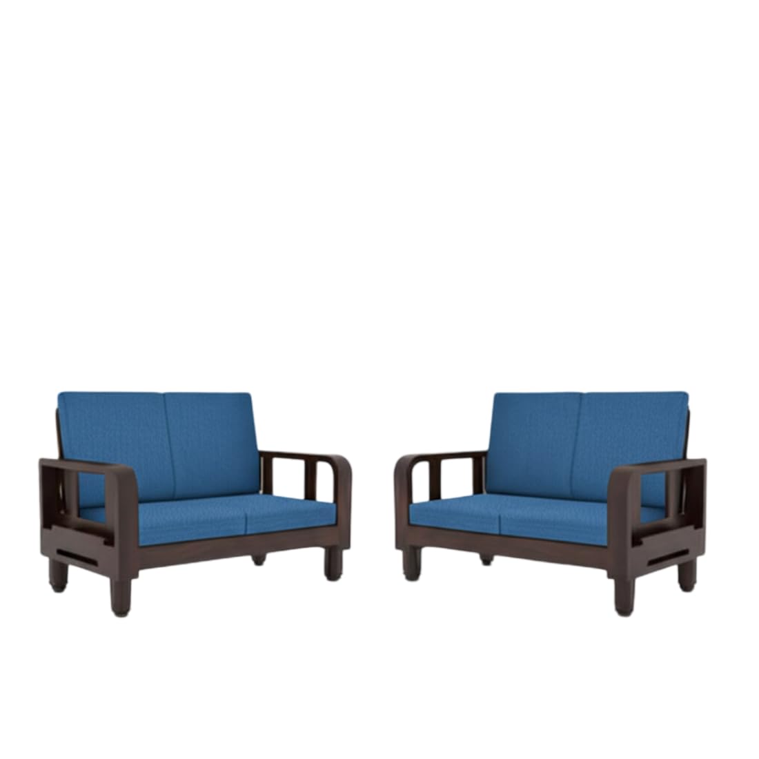 Solid Wood 4 Seater Wooden Sofa Set for Living Room Furniture 4 Seater 2+2 Fabric Sofa Set with Center Table