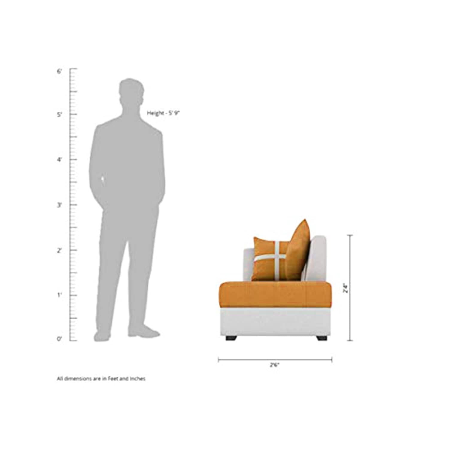 8 Seater Sofa Set, L Shape Sofa (Right Facing) 2 Ottoman, 6 Small Pillow with Coffee Table for Living Room Furniture | Sofa for Home & Office Furniture