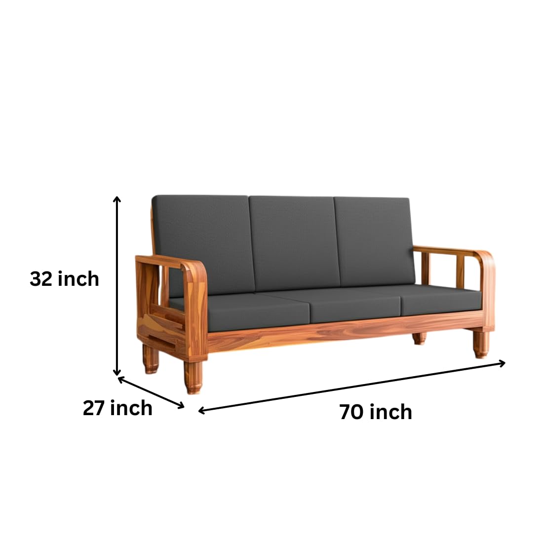 Solid Wood 6 Seater Wooden Sofa Set for Living Room | 3+2+1 Sofa Set with Center Table | Furniture for Home & Hotels