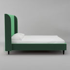 Engineered Wood Upholstered King Size Bed | Wooden Bed for Living Room | Bedroom Bed for Home | Bed for Without Storage | Green Finish