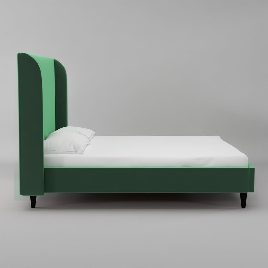 Engineered Wood Upholstered King Size Bed | Wooden Bed for Living Room | Bedroom Bed for Home | Bed for Without Storage | Green Finish