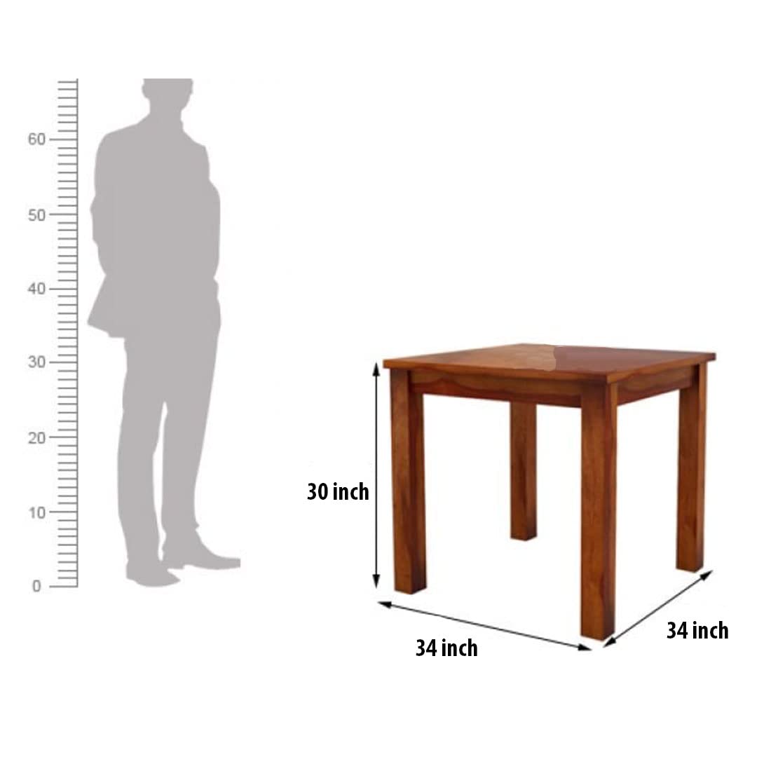 Furniture Sheesham Wood Natural Teak Finish 4 Seater Dining Table Set
