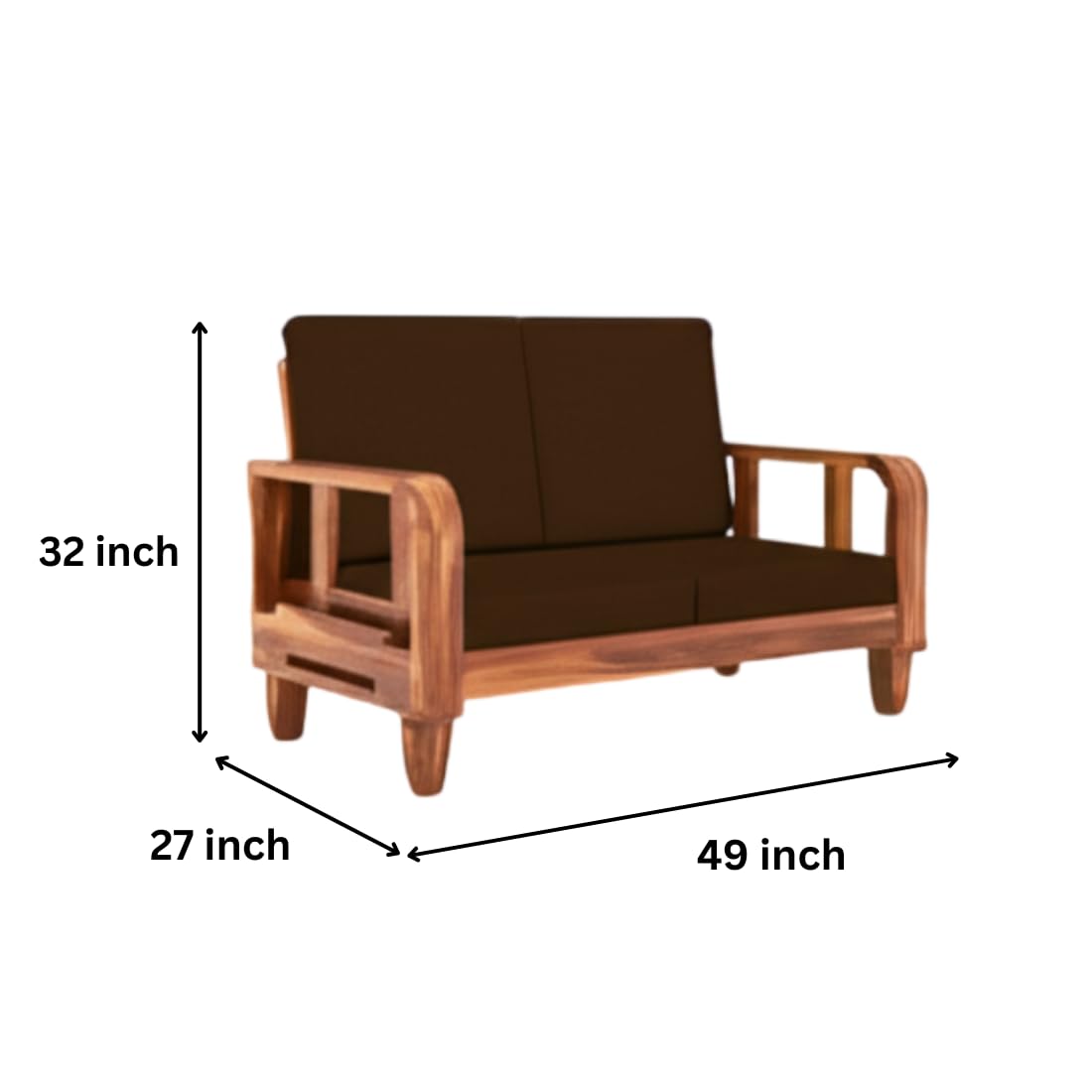 Solid Wood 4 Seater Wooden Sofa Set for Living Room Furniture 4 Seater 2+2 Fabric Sofa Set with Center Table