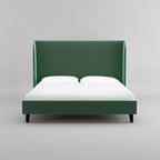 Engineered Wood Upholstered King Size Bed | Wooden Bed for Living Room | Bedroom Bed for Home | Bed for Without Storage | Green Finish