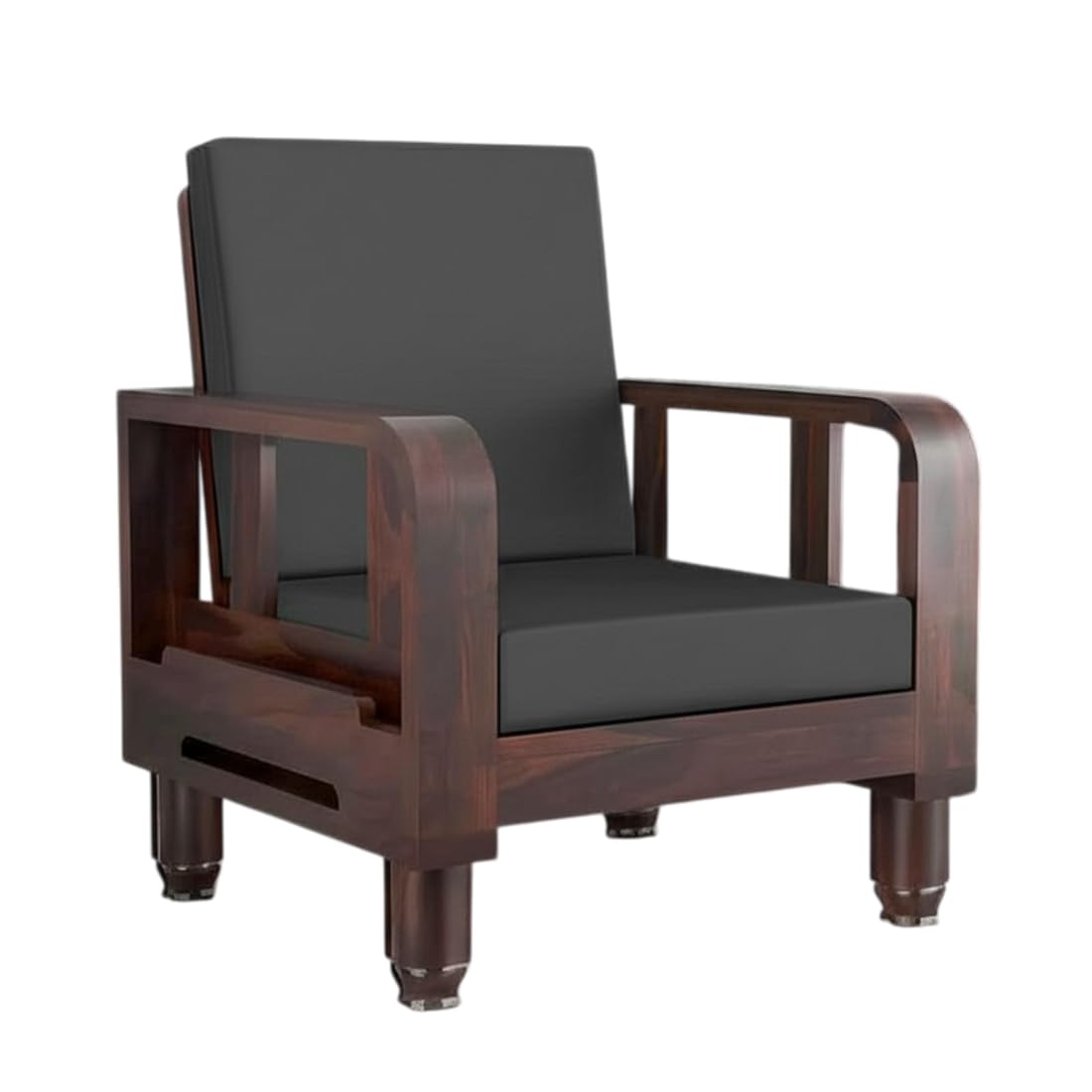 Solid Wood 1 Seater Wooden Sofa Set for Living Room Furniture | Sofa for Home & Office | 1 Seater Sofa
