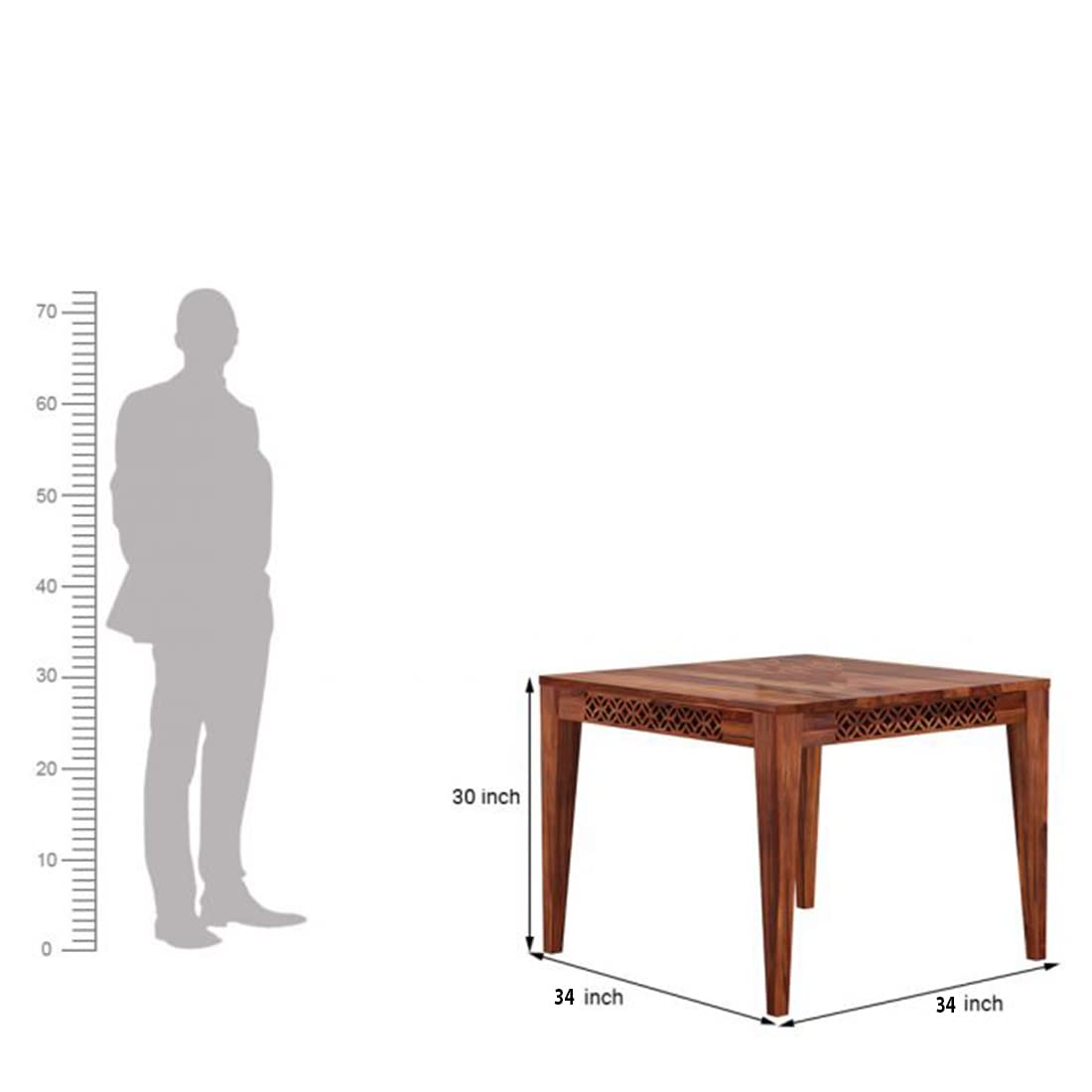 Sheesham Wood Dining Table (34x34 Inch) | Multi-Purpose uses Home and Office Desk | Dining Room Furniture | Wooden 4 Seater Dining Table
