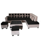 8 Seater Sofa Set, L Shape Sofa (Right Facing) 2 Ottoman, 6 Small Pillow with Coffee Table | Sofa for Home & Office Furniture
