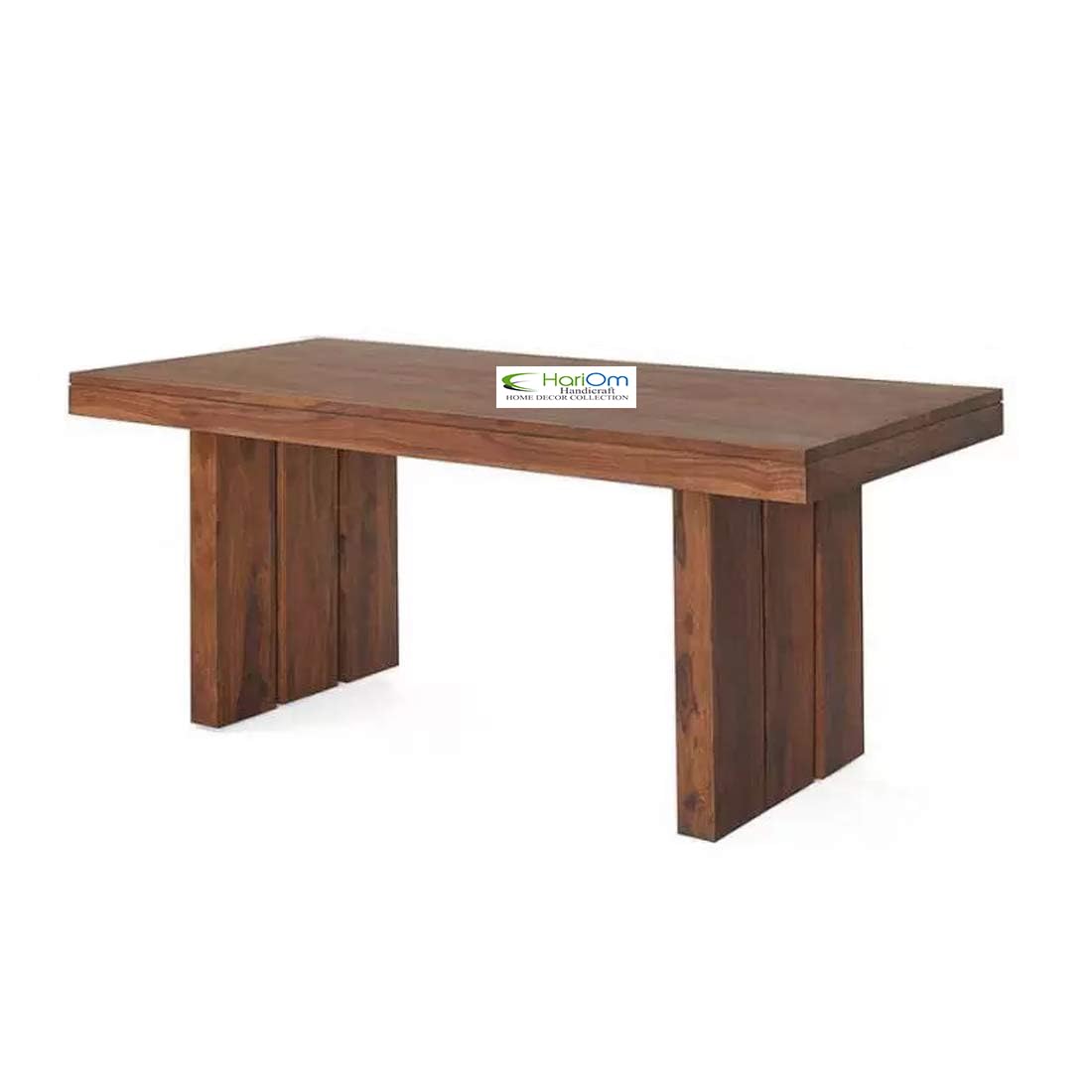 Sheesham Wood Honey Finish Dining Table with 6 Chairs and White Cushion