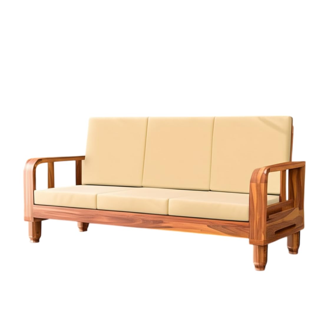 Solid Wood 3 Seater Wooden Sofa Set for Living Room Furniture | Sofa for Home & Office | 3 Seater Sofa