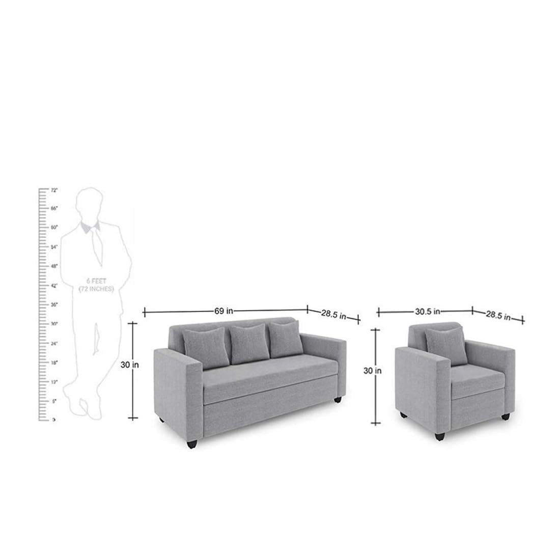 5 Seater Fabric Sofa Set for Living Room Furniture | 3 + 1 + 1 Sofa Set | Sofa for Home & Office
