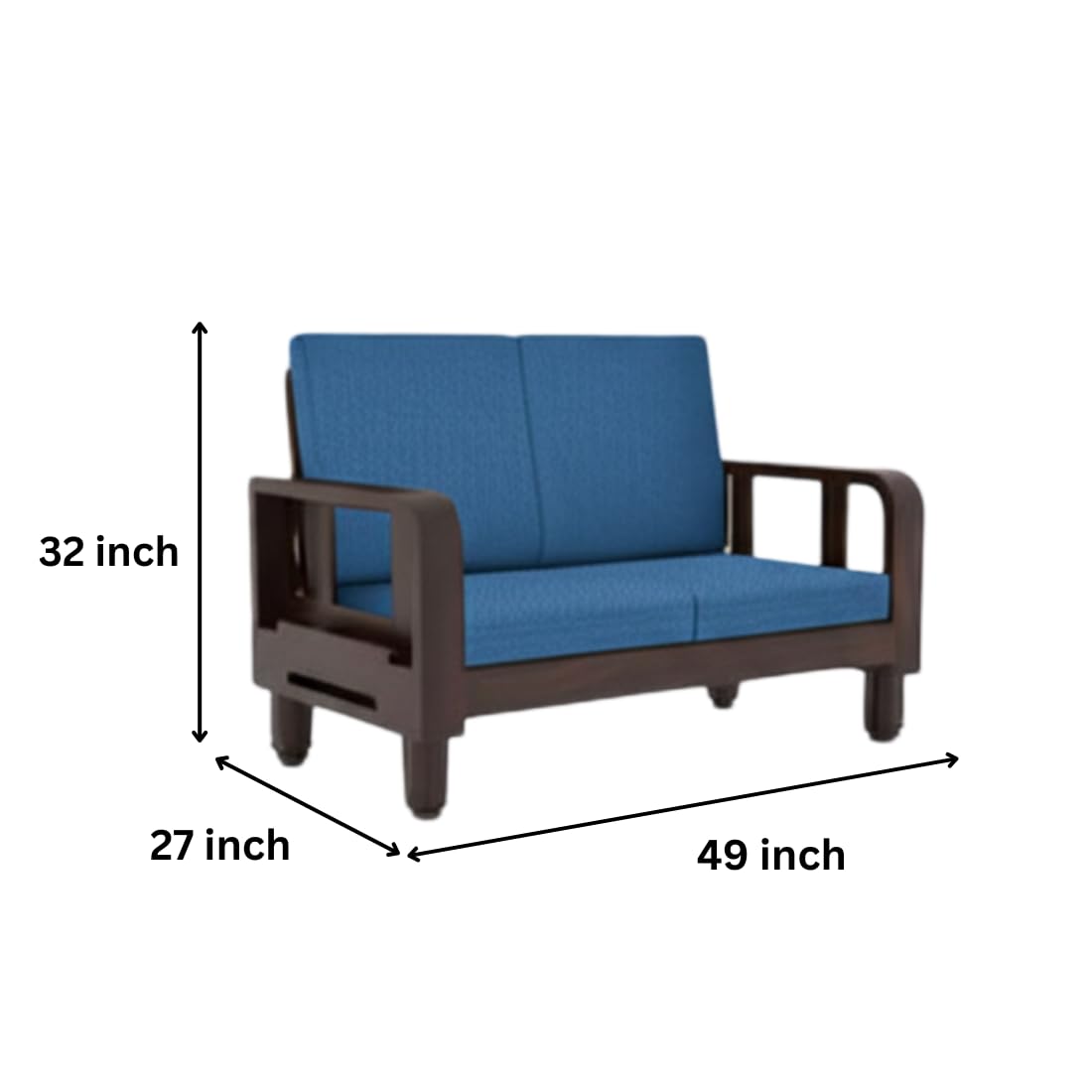 Solid Wood 4 Seater Wooden Sofa Set for Living Room Furniture 4 Seater 2+2 Fabric Sofa Set with Center Table