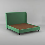 Engineered Wood Upholstered King Size Bed | Wooden Bed for Living Room | Bedroom Bed for Home | Bed for Without Storage | Green Finish