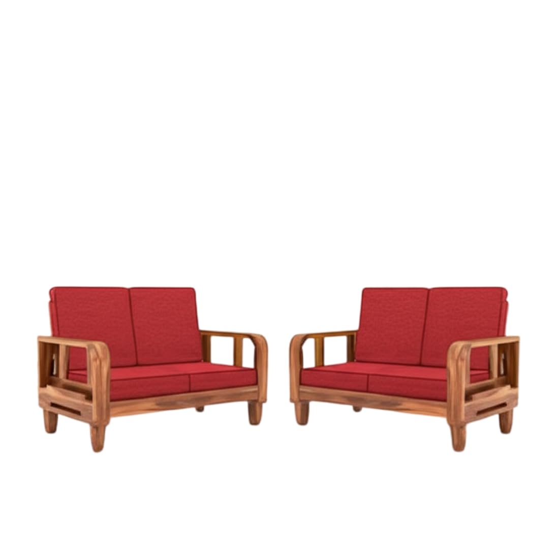 Solid Wood 4 Seater Wooden Sofa Set for Living Room Furniture 4 Seater 2+2 Fabric Sofa Set with Center Table
