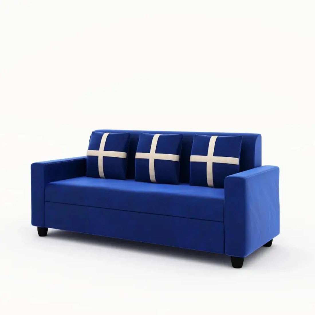 5 Seater Fabric Sofa Set for Living Room Furniture | Wooden 3 + 1 + 1 Sofa Set for Home & Office