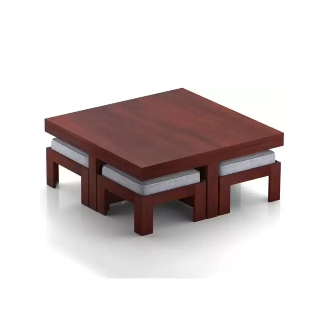 Premium Sheesham Wood Coffee Table for Living Room | Wooden Coffee Table with 4 Stool |Best Furniture for Home