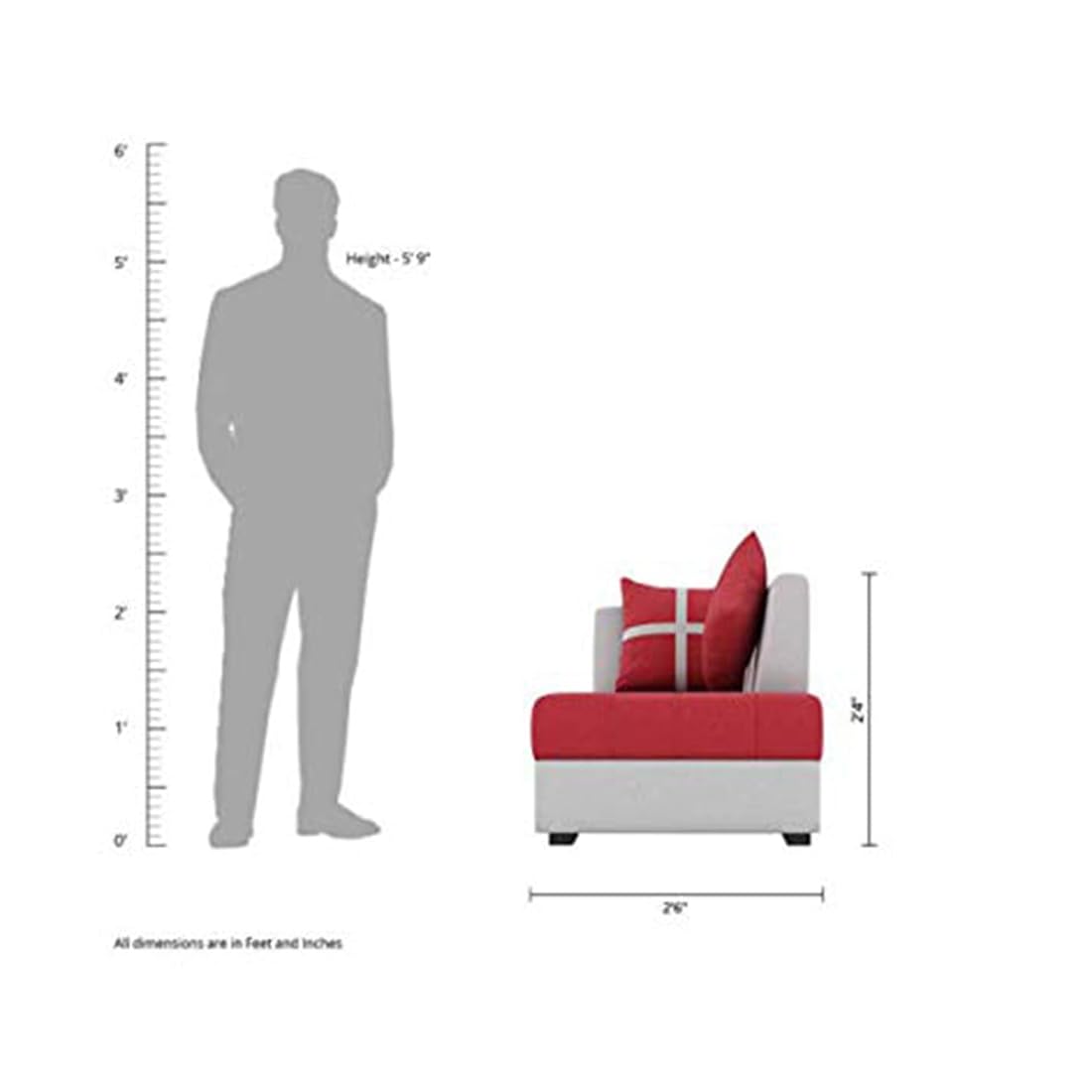 8 Seater Sofa Set, L Shape Sofa (Right Facing) 2 Ottoman, 6 Small Pillow with Coffee Table for Living Room Furniture | Sofa for Home & Office Furniture