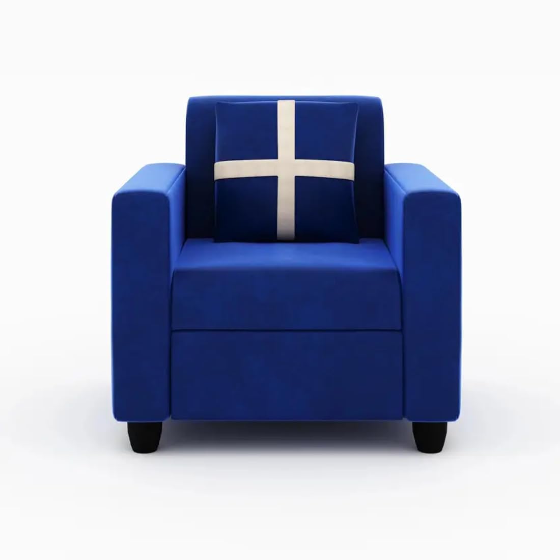 5 Seater Fabric Sofa Set for Living Room Furniture | Wooden 3 + 1 + 1 Sofa Set for Home & Office