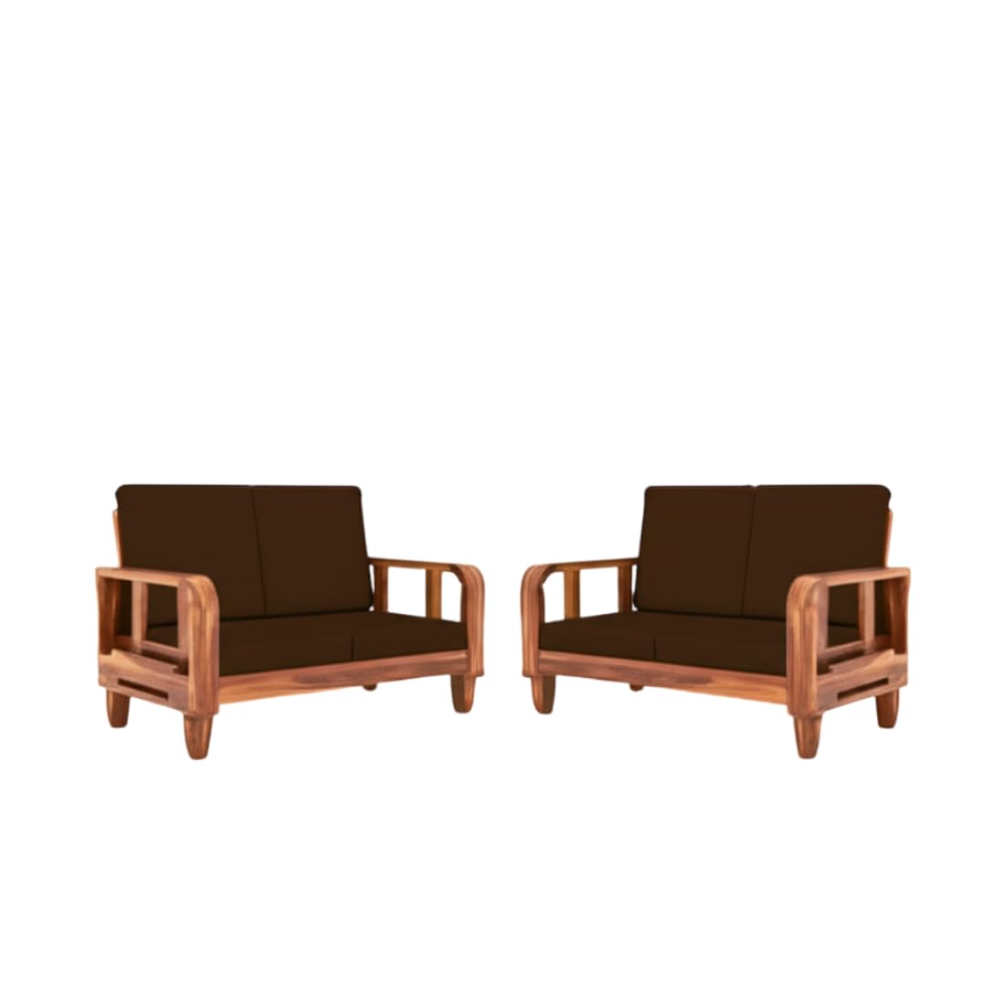 Solid Wood 4 Seater Wooden Sofa Set for Living Room Furniture 4 Seater 2+2 Fabric Sofa Set with Center Table