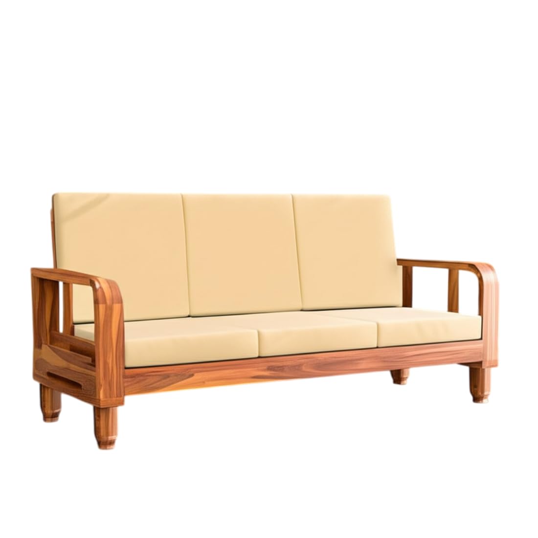Solid Wood 3 Seater Wooden Sofa Set for Living Room Furniture | Sofa for Home & Office | 3 Seater Sofa