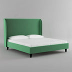 Engineered Wood Upholstered King Size Bed | Wooden Bed for Living Room | Bedroom Bed for Home | Bed for Without Storage | Green Finish