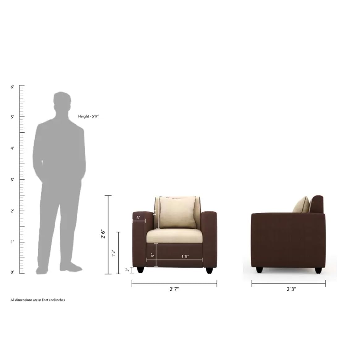 5 Seater Fabric Sofa Set for Living Room Furniture | 3 + 1 + 1 Sofa Set | Sofa for Home & Office