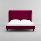 Engineered Wood Upholstered King Size Bed | Wooden for Living Room Furniture - Velvet Pink Fabric
