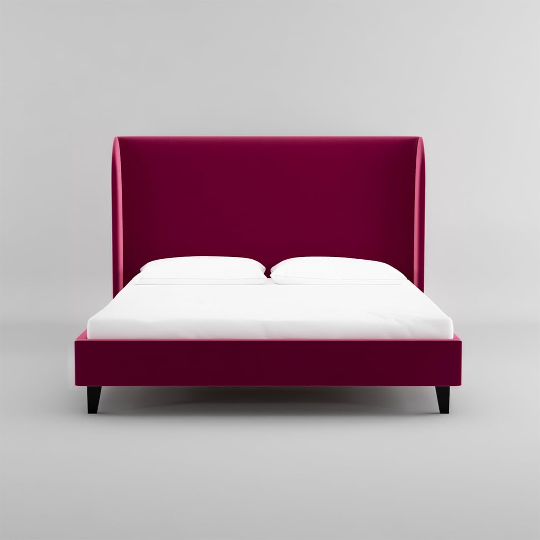 Engineered Wood Upholstered King Size Bed | Living Room Furniture - Velvet Pink Fabric