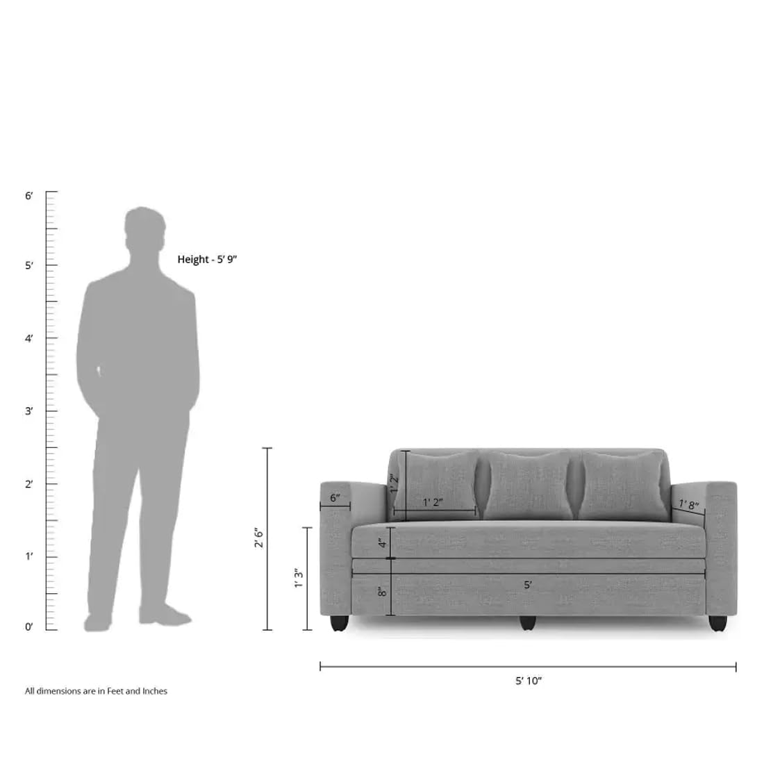 3 Seater Fabric Sofa Set for Living Room Furniture | 3 Seater Sofa Set | Sofa for Home & Office