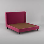Engineered Wood Upholstered King Size Bed | Wooden for Living Room Furniture - Velvet Pink Fabric