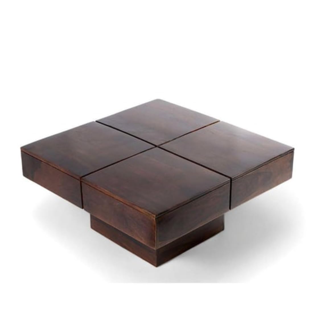 KendalWood Furniture Sheesham Wood Pre Assemble Plus Cut Square Coffee Table for Living Room