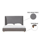 Engineered Wood Upholstered King Size Bed | Wooden Bed for Living Room | Bedroom Bed for Home | Bed for Without Storage | Grey Finish