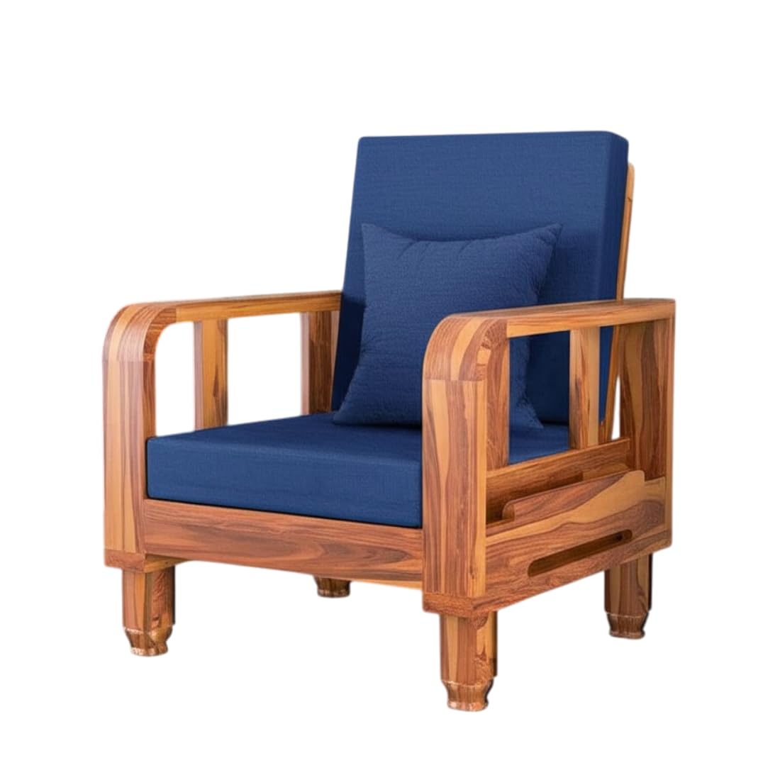 Solid Wood 1 Seater Wooden Sofa Set for Living Room Furniture | Sofa for Home & Office | 1 Seater Sofa