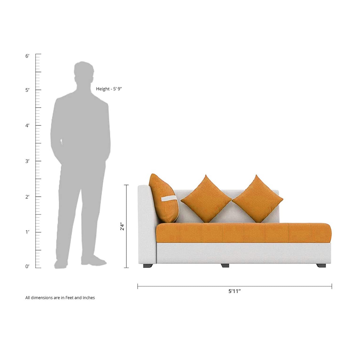 8 Seater Sofa Set, L Shape Sofa (Right Facing) 2 Ottoman, 6 Small Pillow with Coffee Table for Living Room Furniture | Sofa for Home & Office Furniture