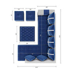 8 Seater Sofa Set, L Shape Sofa (Right Facing) 2 Ottoman, 6 Small Pillow with Coffee Table for Living Room Furniture | Sofa for Home & Office Furniture