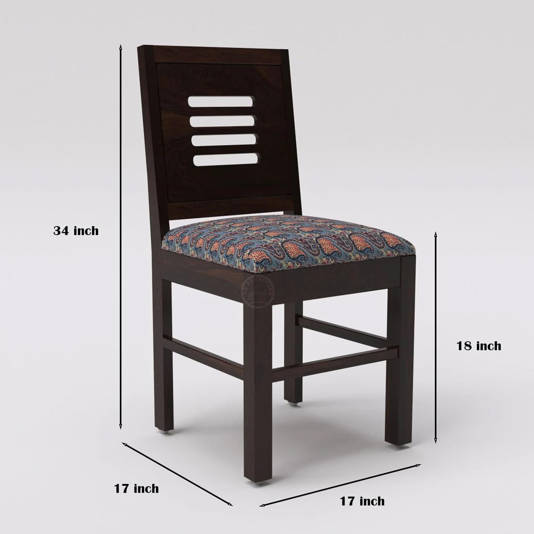 Modern Home Furniture | Solid Wood Dining Chair Set of 2 | Study Chair for Home & Office | Honey Finish with Printed Cushions