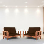 Solid Wood 4 Seater Wooden Sofa Set for Living Room Furniture 4 Seater 2+2 Fabric Sofa Set with Center Table