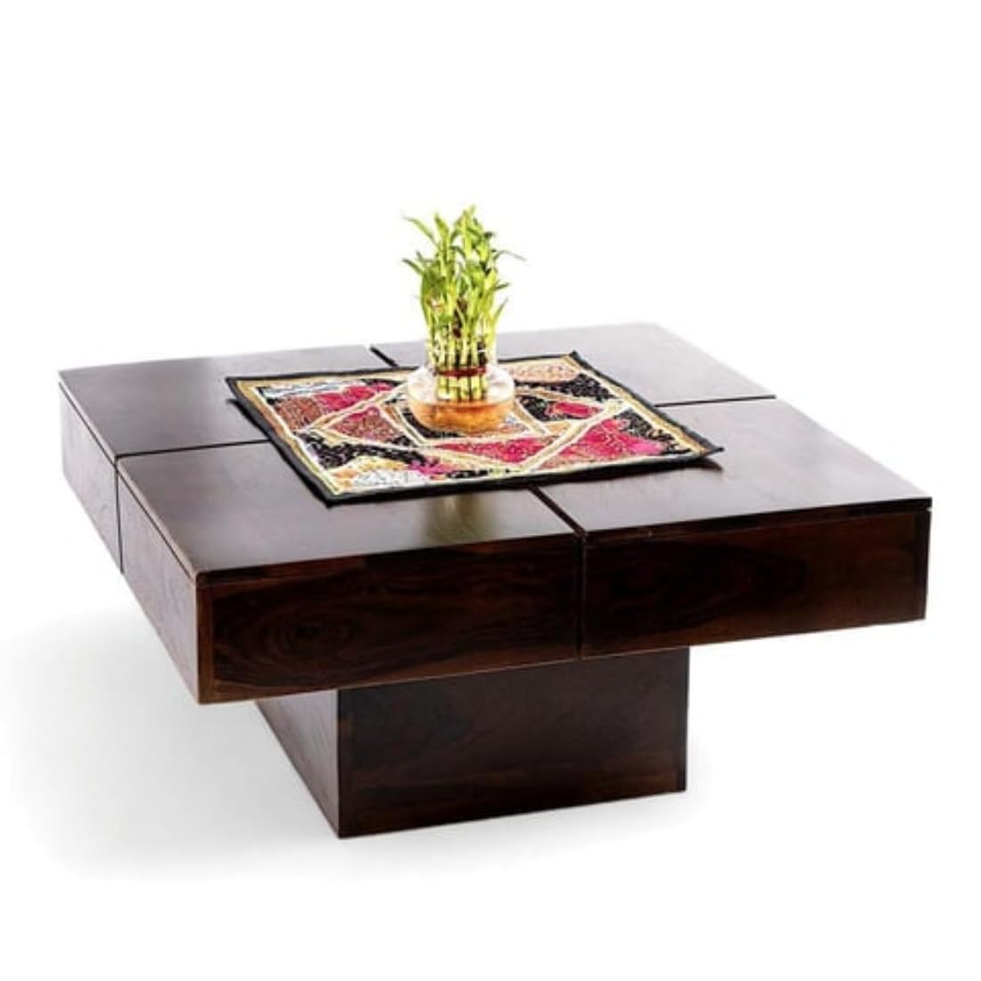 KendalWood Furniture Sheesham Wood Pre Assemble Plus Cut Square Coffee Table for Living Room