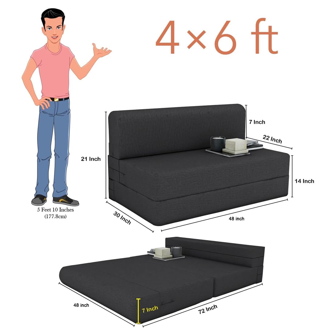 Modern Home Furniture | Fold Out Sofa Cum Bed | 2 Seater Sofa | Sofa for Living Room, Home & Office Furniture