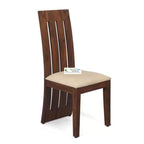 Sheesham Wood 6 Seater Teak Finish Dining Table with Chairs and White Cushion