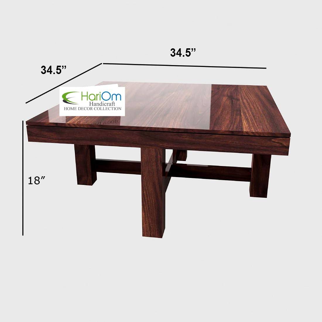Solid Sheesham Wood Coffee Table for Living Room/Center Table with 4 Stools