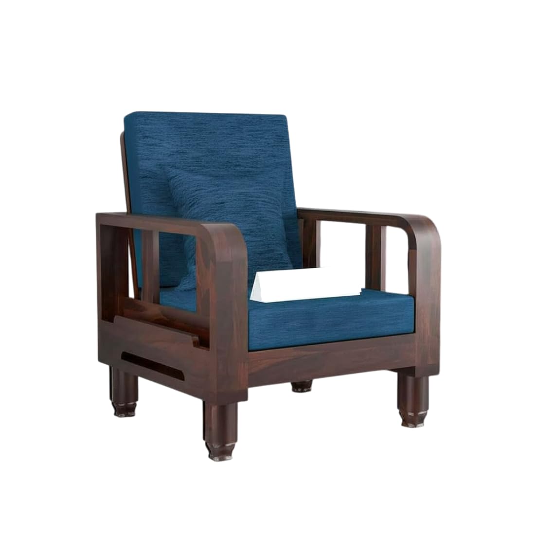 Solid Wood 1 Seater Wooden Sofa Set for Living Room Furniture | Sofa for Home & Office | 1 Seater Sofa