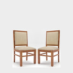 Solid Sheesham Wood Dining, Study Chair | Multipurpose Chair Set of 2 | Finish:- Honey Finish with Flower Printed Cushions