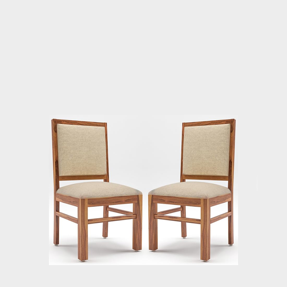 Solid Sheesham Wood Dining, Study Chair | Multipurpose Chair Set of 2 | Finish:- Honey Finish with Flower Printed Cushions