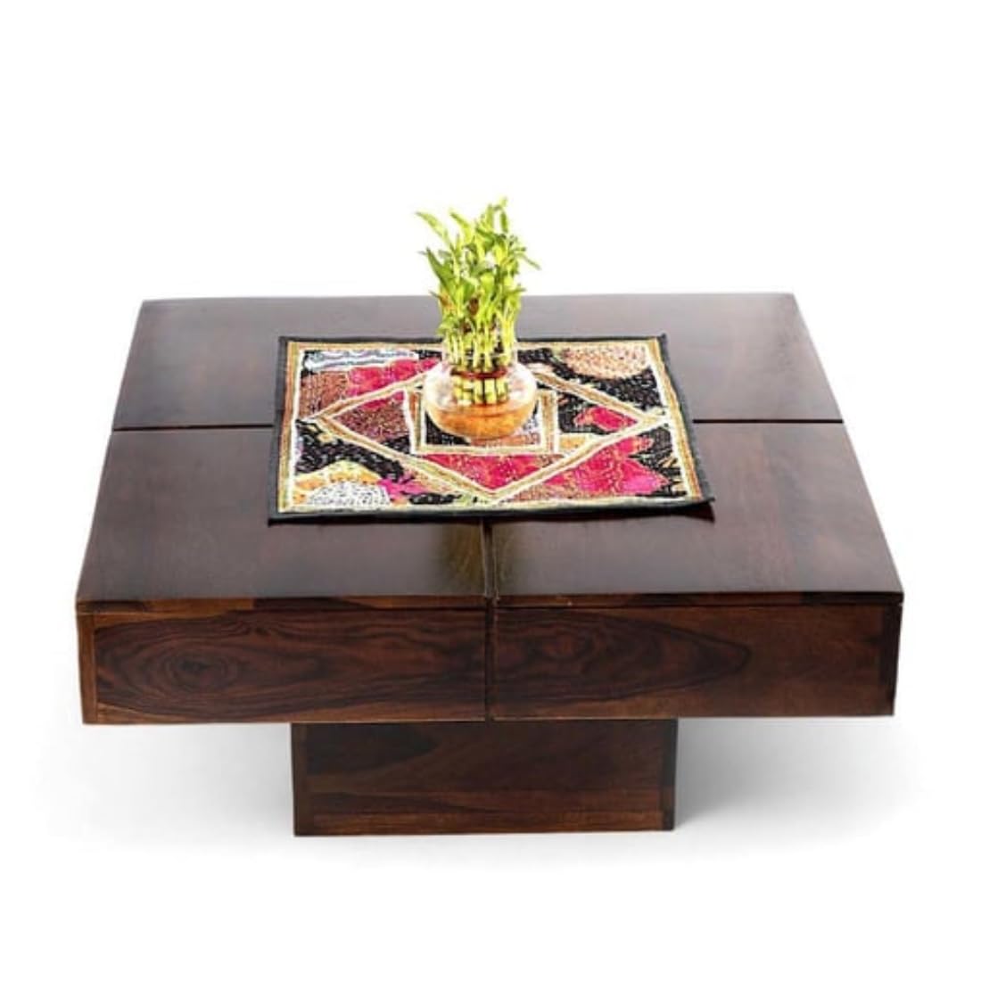 KendalWood Furniture Sheesham Wood Pre Assemble Plus Cut Square Coffee Table for Living Room