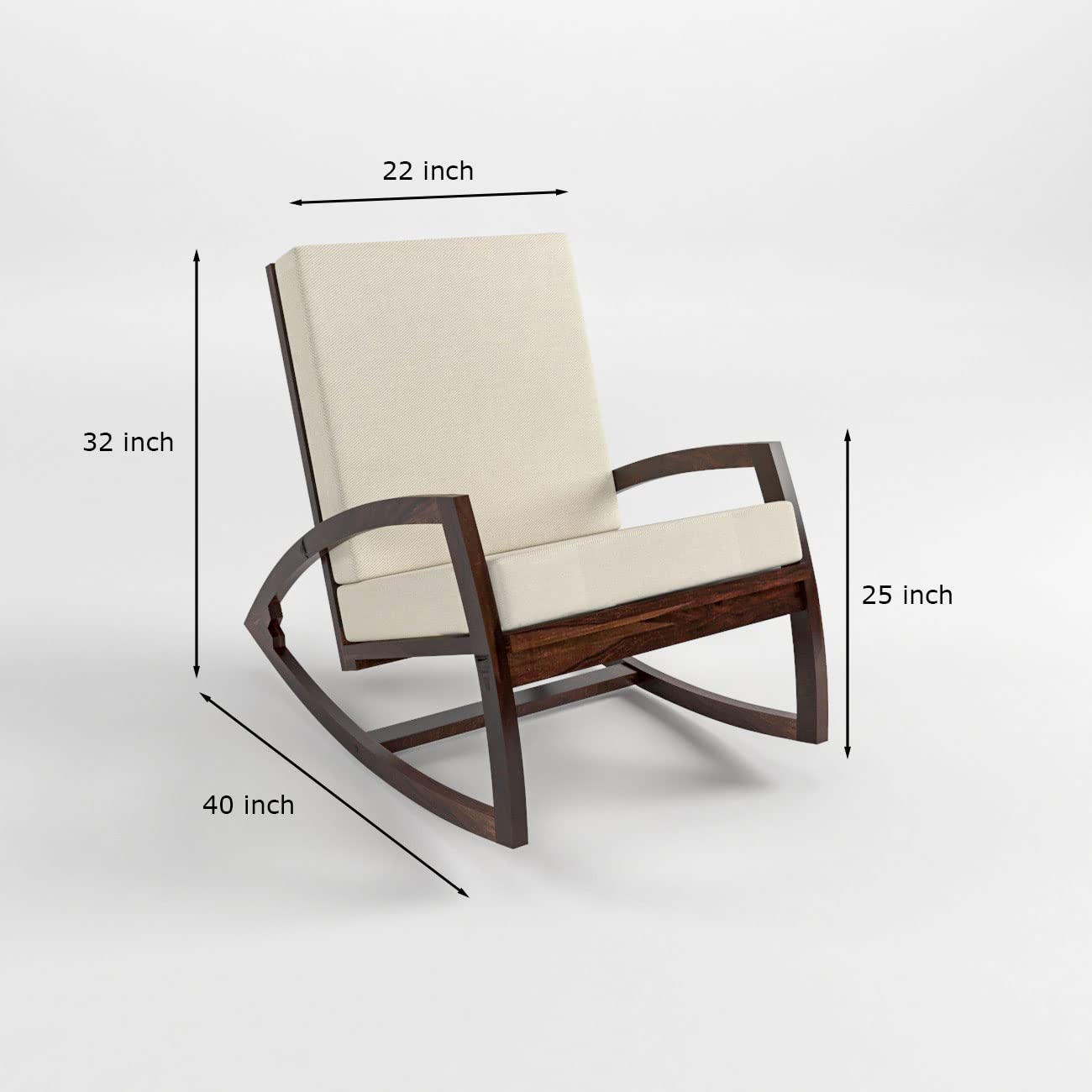 KendalWood Furniture Sheesham Wood Rocking Chair for Adults, Wooden Rocking Chair, Walnut Finish