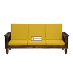 Solid Wood 3 Seater Wooden Sofa Set for Living Room Furniture Fabric 3 Seater Sofa