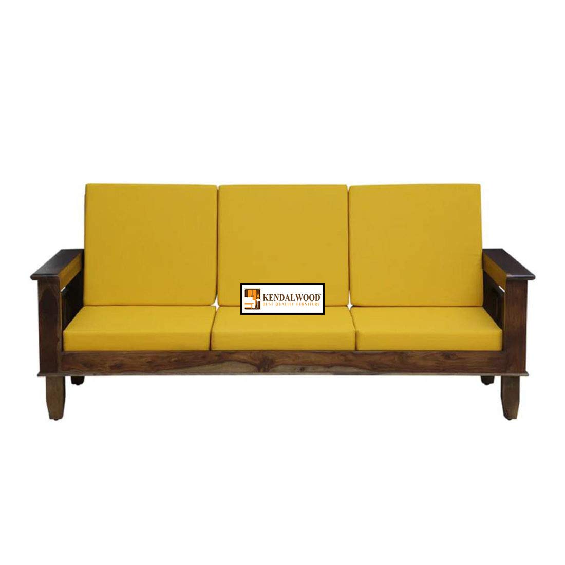 Solid Wood 3 Seater Wooden Sofa Set for Living Room Furniture Fabric 3 Seater Sofa