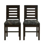 Modern Home Furniture | Solid Wood Dining Chair Set of 2 | Study Chair for Home & Office | Honey Finish with Printed Cushions