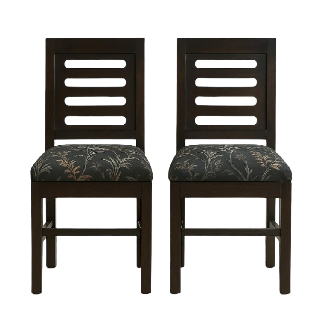 Modern Home Furniture | Solid Wood Dining Chair Set of 2 | Study Chair for Home & Office | Honey Finish with Printed Cushions